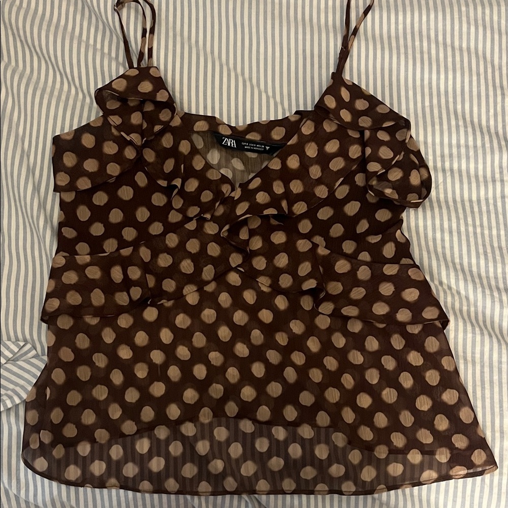 Zara Chocolate Polka Dot Camisole